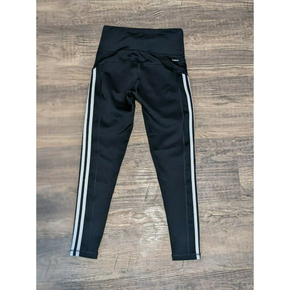 ADIDAS Women Size SMALL S Running Yoga ATHLETIC LEGGINGS Stripes Inseam 24 " - Picture 4 of 8